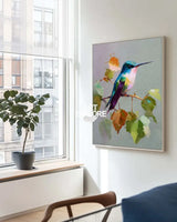 Handmade Hummingbird Oil Painting | Textured Bird Wall Art for Modern Interiors | ArtExplore