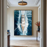 Large Sea Ship Canvas Wall Art Blue White Ship Wall Art Modern Fine Art Paintings for Sale