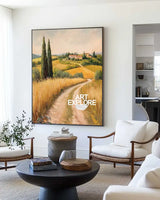 Modern Farmhouse Art Painting Large Landscape Painting Yellow Texture Countryside Wall Art for Sale
