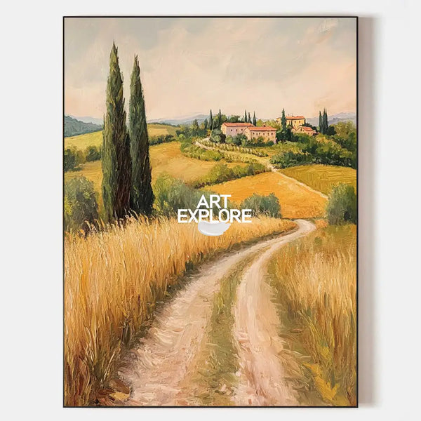 Modern Farmhouse Art Painting Large Landscape Painting Yellow Texture Countryside Wall Art for Sale