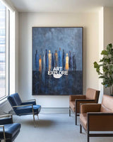 Textured Blue Abstract Canvas Art – Contemporary Large Painting for Living Room, Bedroom, or Dining Area