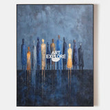 Large Blue Abstract Painting for Living Room – Minimalist Modern Wall Art with Rich Texture by ArtExplore