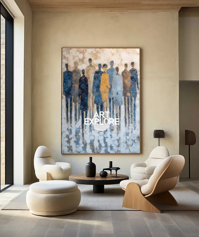 ArtExplore Modern Boho Abstract Wall Art – Oversized Canvas for Living Room, Bathroom, or Dining Area Design