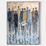 Large Blue & Beige Modern Boho Abstract Art – Rich Texture Canvas for Living Room, Lounge or Dining Wall Decor