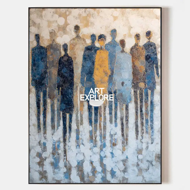 Large Blue & Beige Modern Boho Abstract Art – Rich Texture Canvas for Living Room, Lounge or Dining Wall Decor