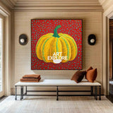 Modern Bold Color Pumpkin Wall Art Yayoi Kusama Painting, Large Pumpkin Painting for Living Room