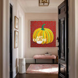 Modern Bold Color Pumpkin Wall Art Yayoi Kusama Painting, Large Pumpkin Painting for Living Room