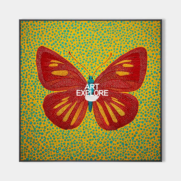 Modern Red Butterfly Canvas Art Yayoi Kusama Wall Art – ArtExplore Handmade Large Wall Painting