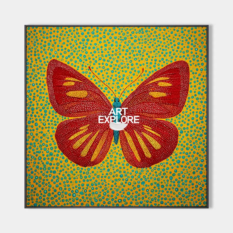 Modern Red Butterfly Canvas Art Yayoi Kusama Wall Art – ArtExplore Handmade Large Wall Painting