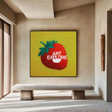 ArtExplore Modern Strawberry Painting – Large Handmade Pop Art Bold and Colorful Home Interiors for sale