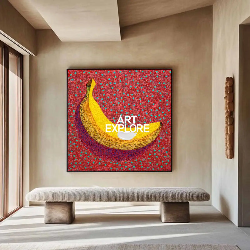 ArtExplore Pop Art Banana Painting – Bold Handmade Yayoi Kusama Wall Art Large Door Way Wall Art