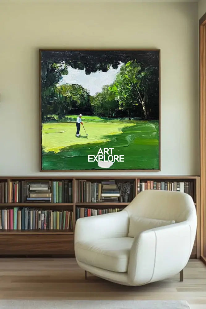 Green Textured Fine Art for Golf Lovers Sport Painting Rich Texture Golf Wall Art For Sale