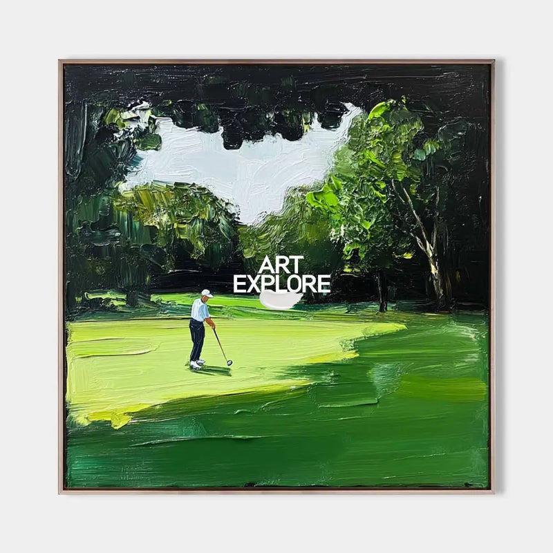 Green Textured Fine Art for Golf Lovers Sport Painting Rich Texture Golf Wall Art For Sale