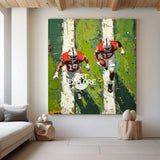 Football Game Texture Painting Green Textured Fine Art for Football Lovers Sport Painting For Sale