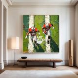 Football Game Texture Painting Green Textured Fine Art for Football Lovers Sport Painting For Sale