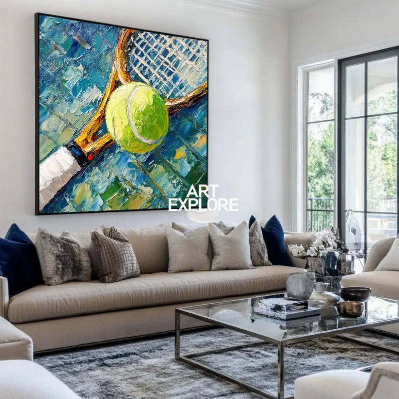 Contemporary Tennis Textured Fine Art Tennis Sport Art Painting Modern Sport Wall Art For Sale