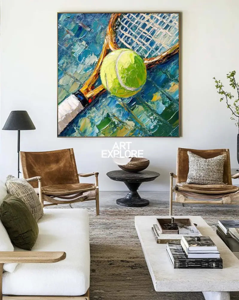 Contemporary Tennis Textured Fine Art Tennis Sport Art Painting Modern Sport Wall Art For Sale