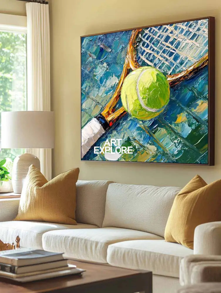 Contemporary Tennis Textured Fine Art Tennis Sport Art Painting Modern Sport Wall Art For Sale