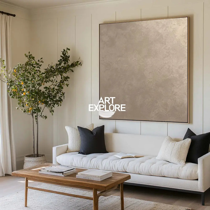 Modern Neutral Canvas Wall Art – Large Textured Painting for Hallway | ArtExplore