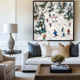 Winter Snow Painting Winter Wall Art Modern Snow Wall Art Large Textured artwork for living room