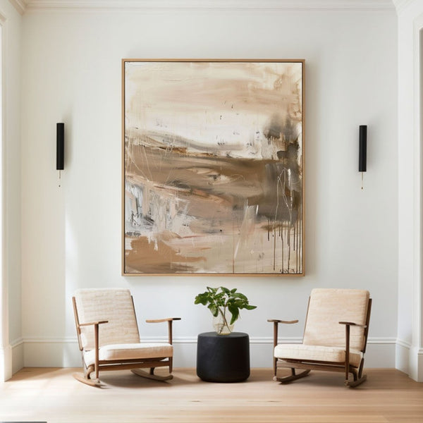 Modern Beige Paintings Wabi-sabi Neutral Abstract Painting Large Biege Wall Art Modern Wall Decor
