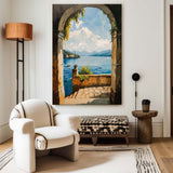 Modern Lake View Oil Painting Textured Wall Art, Beautiful Lake View Impressionistic Painting
