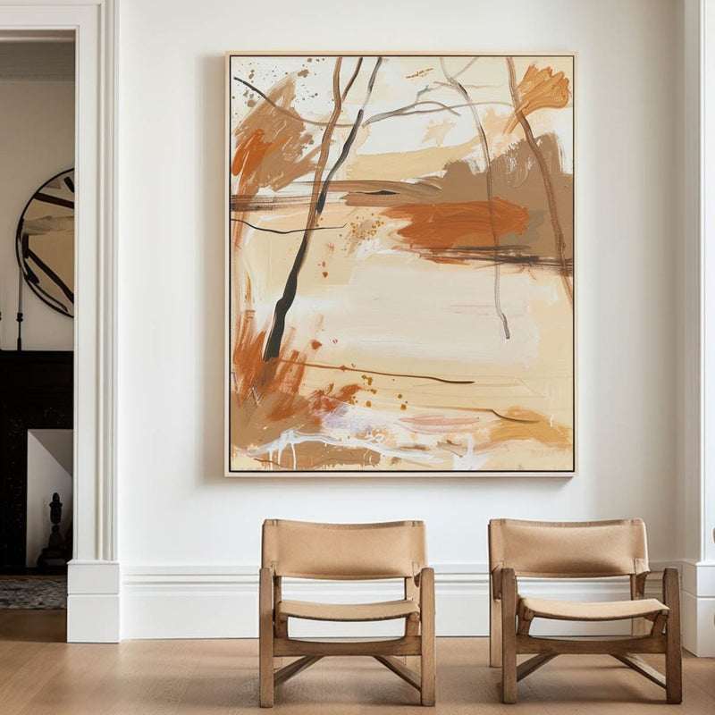Minimalist Bright Color Wall Art Light Beige Canvas Art Original Painting  Abstract Painting