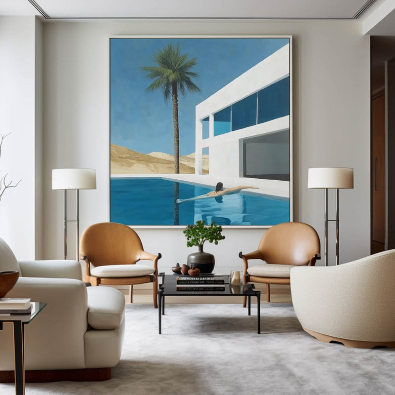 Beautiful Palm Tree Landscape Canvas Painting Holiday Wall Art Large Square Painting For Livingroom