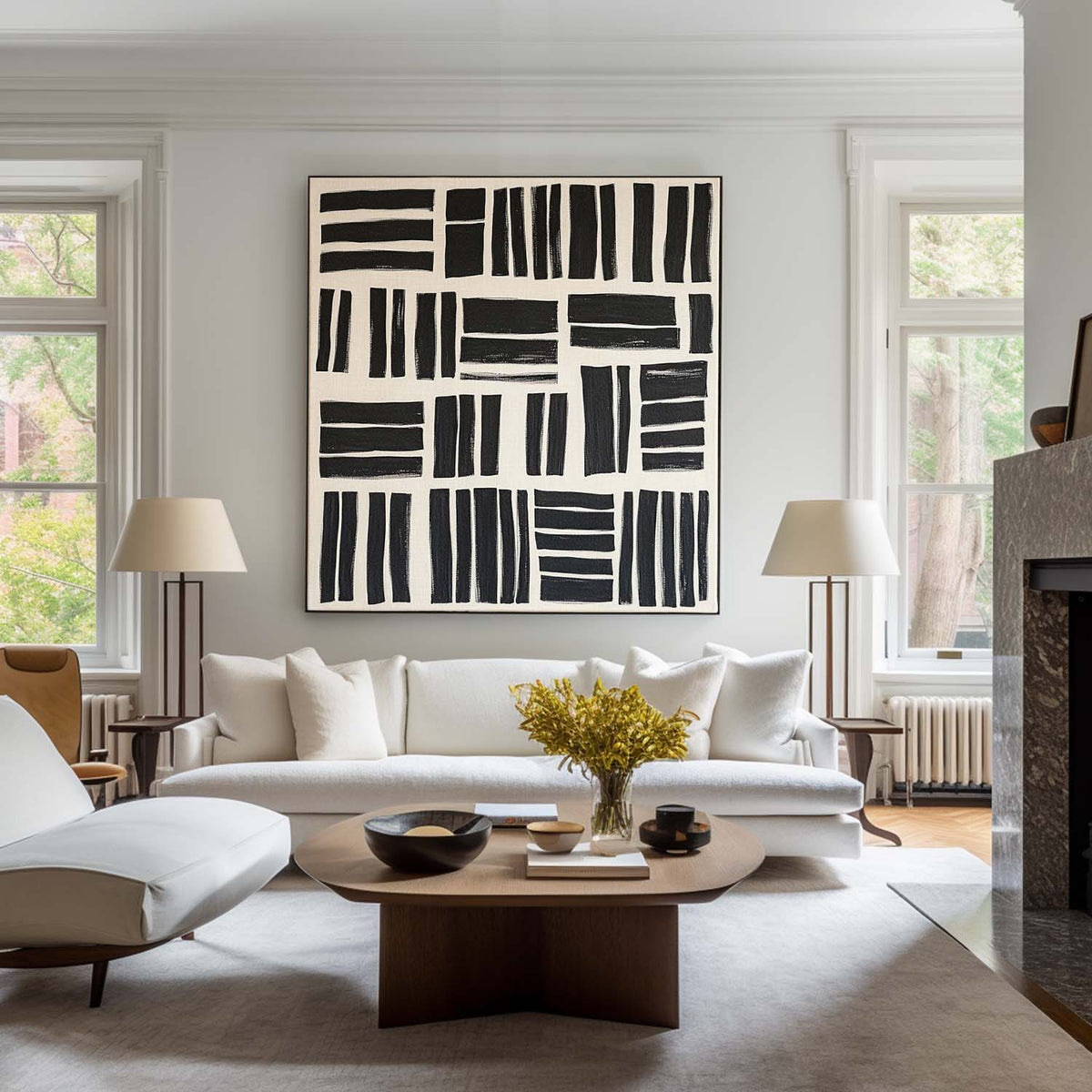 Black And White Canvas Art Geometric Wall Art Wabi-sabi Wall Art Large Minimalist Painting For Livingroom