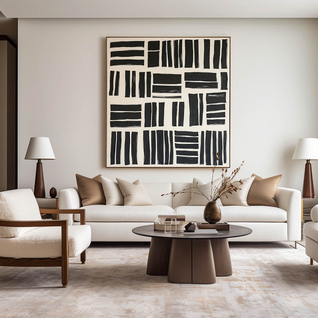 Black And White Canvas Art Geometric Wall Art Wabi-sabi Wall Art Large Minimalist Painting For Livingroom