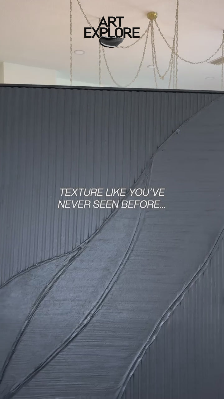 Large Black Plaster Painting Modern Art Large Framed Black 3d Texture Art luxury Wall Art