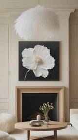 3D White Flower Abstract Painting Minimalist Abstract Art On Canvas Modern Flower Painting Painting For livingroom 