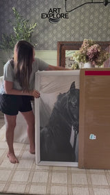 Large Black Horse Oil Painting Wild Horse Canvas Wall Art Black Steed Painting