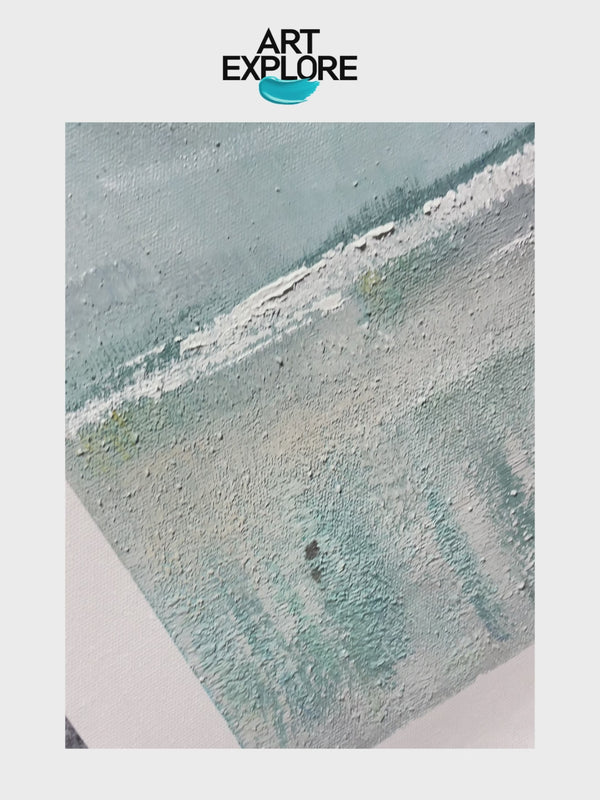 Large Green Wabi-Sabi Canvas for Living Room | Modern Handmade Wall Art | ArtExplore