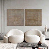 Japandi Set of 2 Brown Plaster Painting Brown Plaster Minimalist Diptych Textured Painting