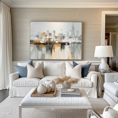 Large Modern Urban Painting Abstract Cityscape Art City Big Abstract Painting For Sale