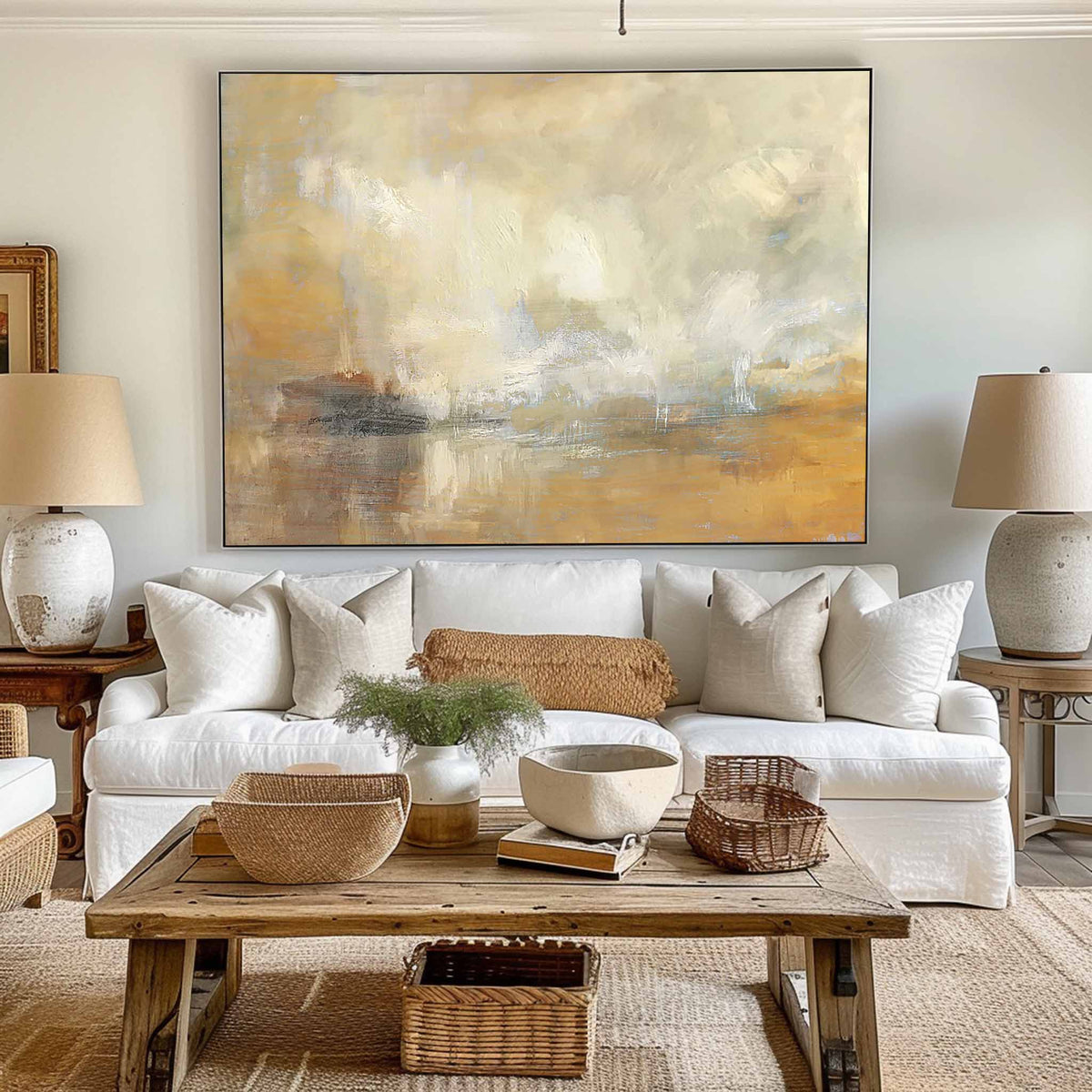 Abstract Beach Art Large Coastal Wall Art Beach Scene Painting Framed Beach Wall art