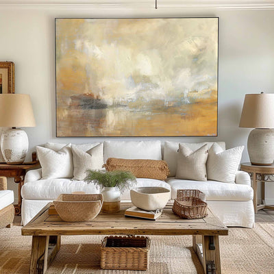 Abstract Beach Art Large Coastal Wall Art Beach Scene Painting Framed Beach Wall art