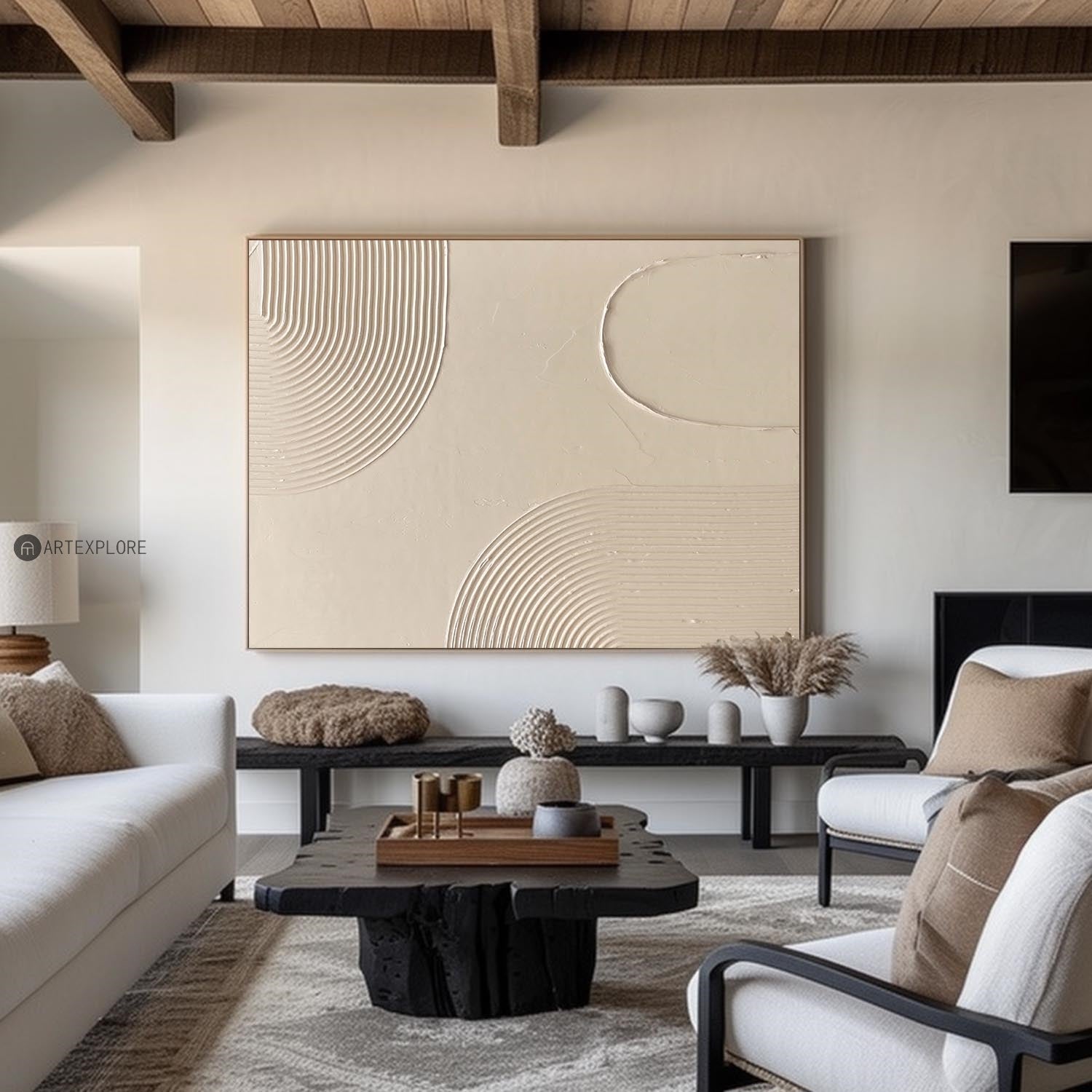 Large Beige Textured Canvas Wall Art,Beige Rich Textured Painting Acrylic ,Original Beige Oil Painting