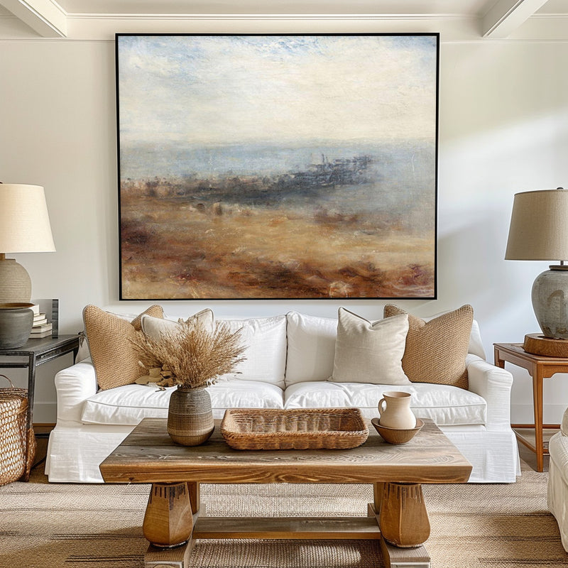 Modern Abstract Art Seascape Cnvans Wall Art Contemporary Large Abstract Coastal Painting