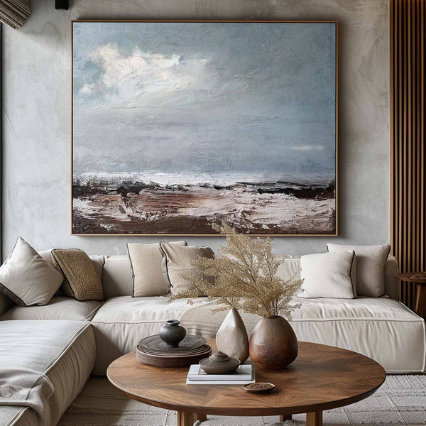 Modern Coastal Artwork Sea scape Wall Art Oversized Seaside Painting