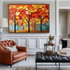 Modern Red Textured Painting Red Trees Painting Handmade Wall Art Minimalist Plaster Wall Art Wall Decor