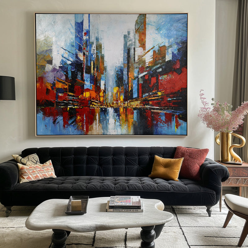 Urban Painting Large Abstract Cityscape Art City Big Abstract Painting