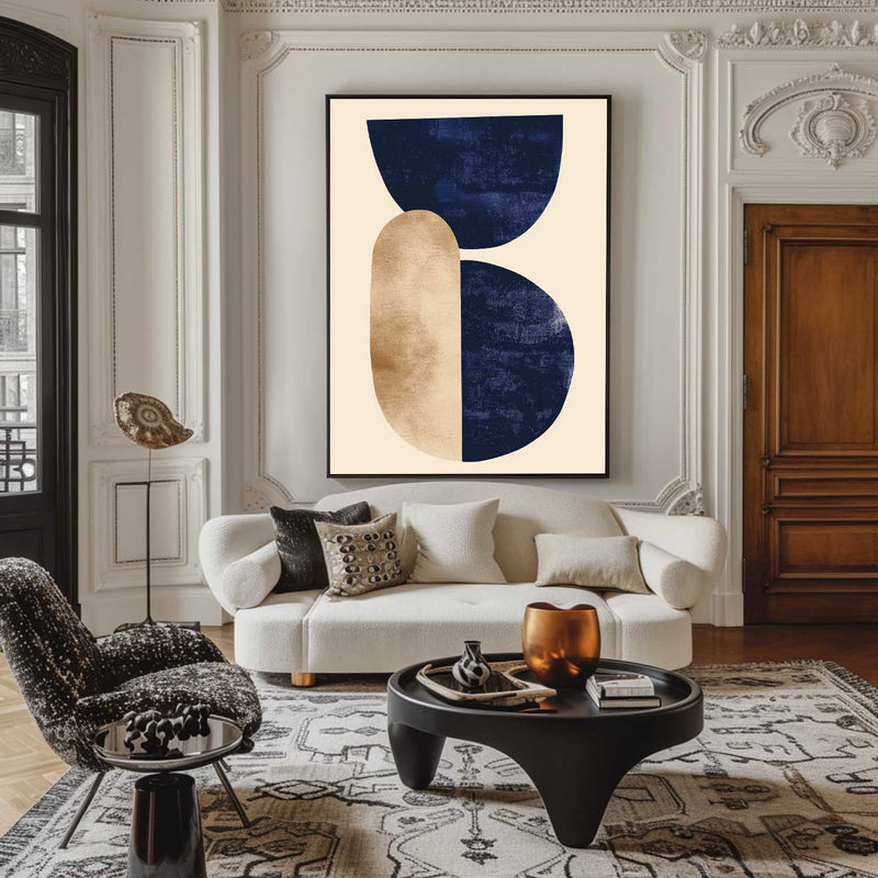 Large Beige And Blue Minimalist Art Textured Abstract Painting Minimalist Wall Art For Livingroom