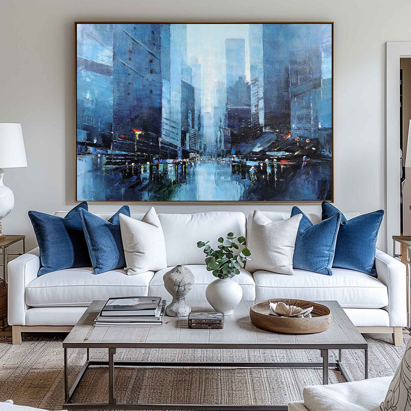 Abstract City Canvas Art Architecture Painting Modern Cityscape Art