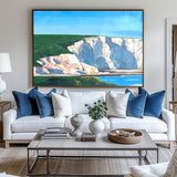 White Cliff Horizontal Oil Painting For Wall Landscape Art Seaside Art on Canvas Large  Apartment Decor
