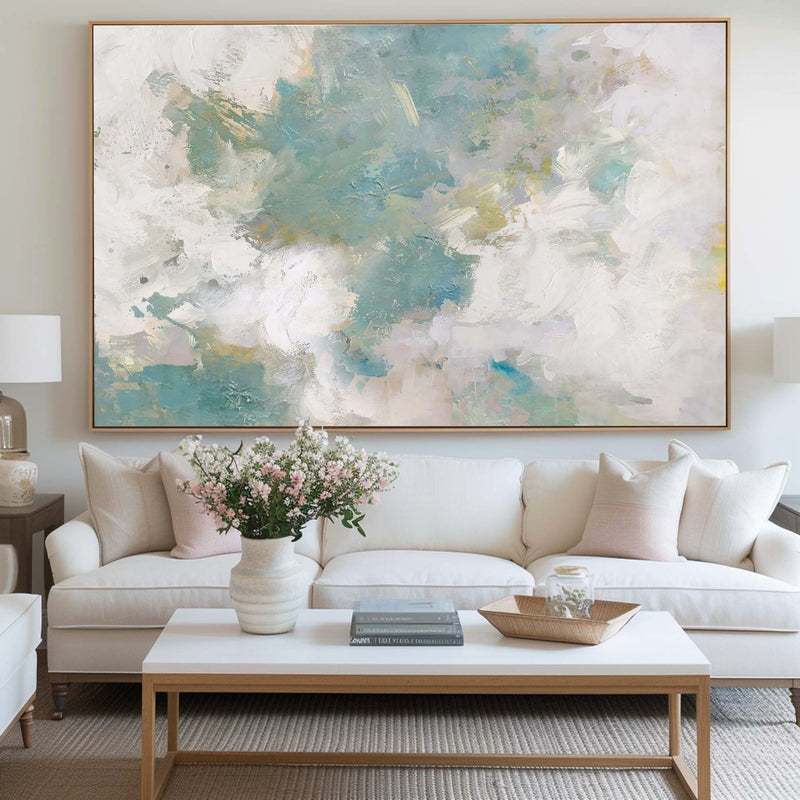 Large Sky And Sea Painting Abstract Ocean Painting Cloud Abstract Painting