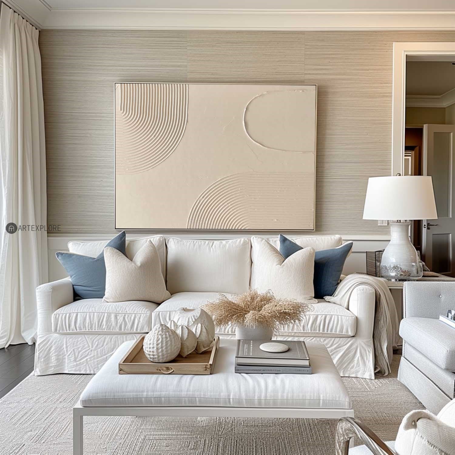 Large Beige Textured Canvas Wall Art,Beige Rich Textured Painting Acrylic ,Original Beige Oil Painting