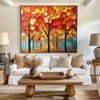 Modern Red Textured Painting Red Trees Painting Handmade Wall Art Minimalist Plaster Wall Art Wall Decor