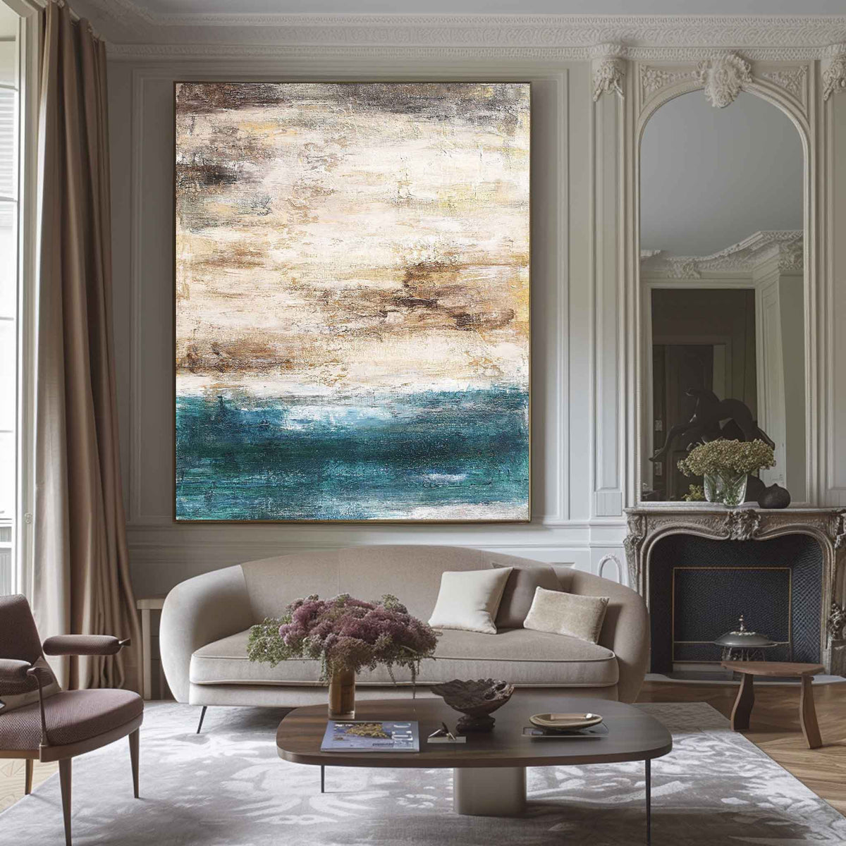 Acrylic Abstract Beach Painting On Canvas Extra LargeAcrylic Seascape Paintings Large Vertica Wall Art